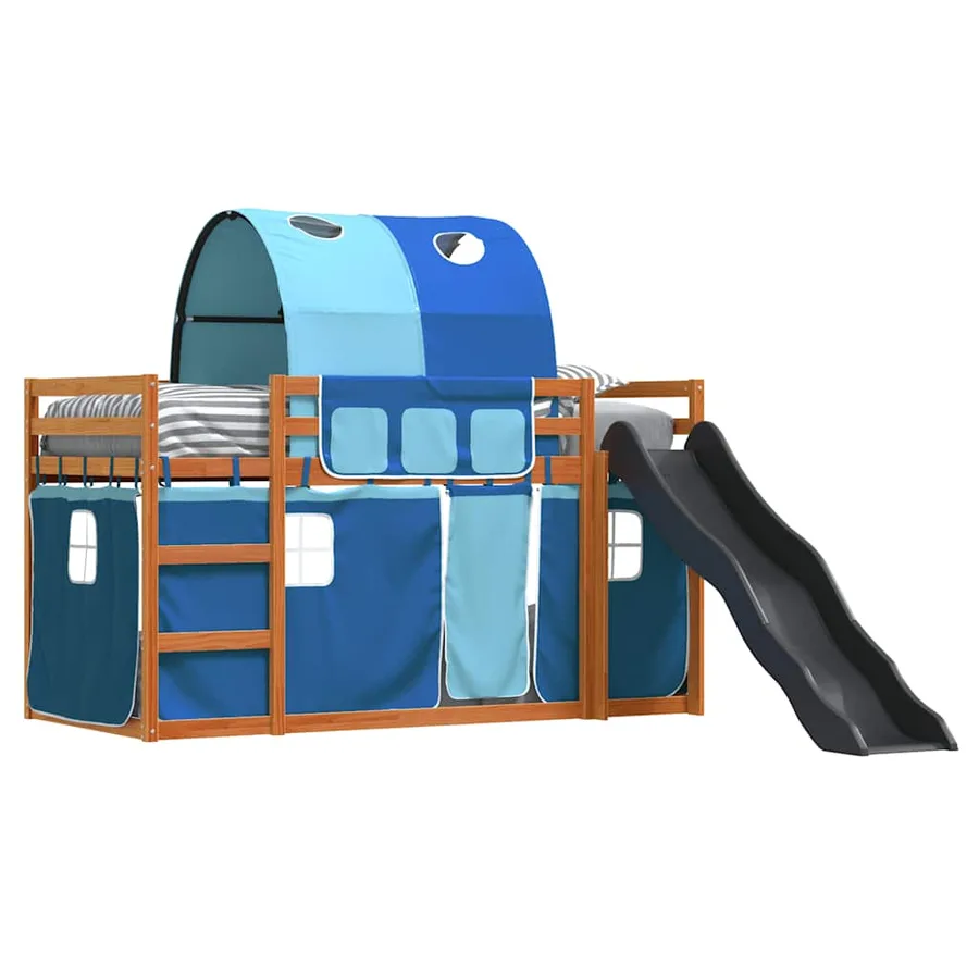 Lit superposé sans matelas avec toboggan et rideaux 90x200 cm - 4