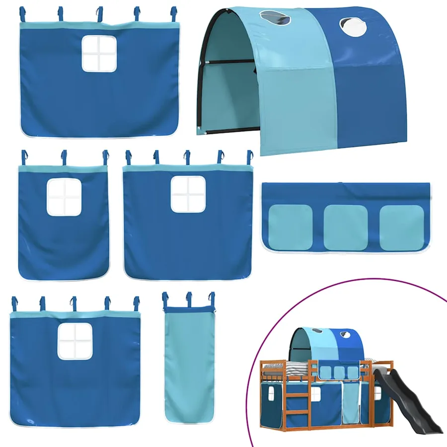 Lit superposé sans matelas avec toboggan et rideaux 90x200 cm - 5
