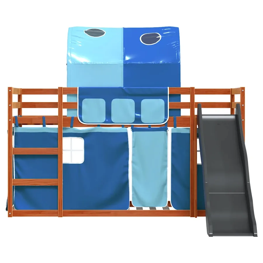 Lit superposé sans matelas avec toboggan et rideaux 90x200 cm - 7