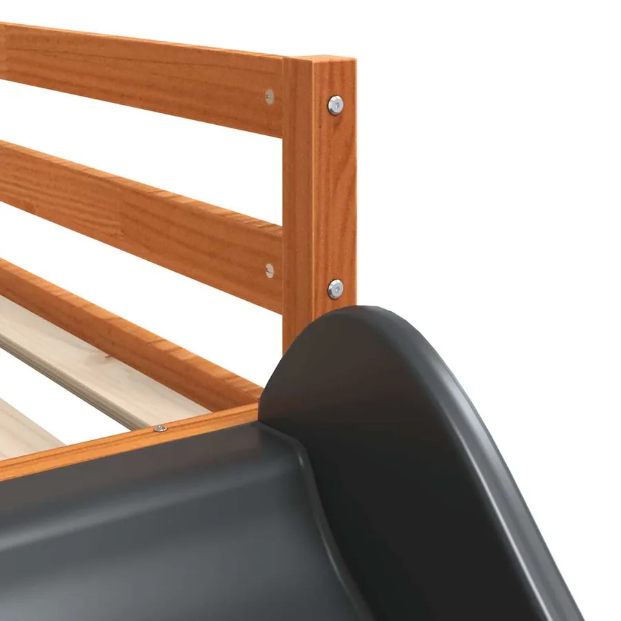 Lit superposé sans matelas avec toboggan et rideaux 90x200 cm - 12