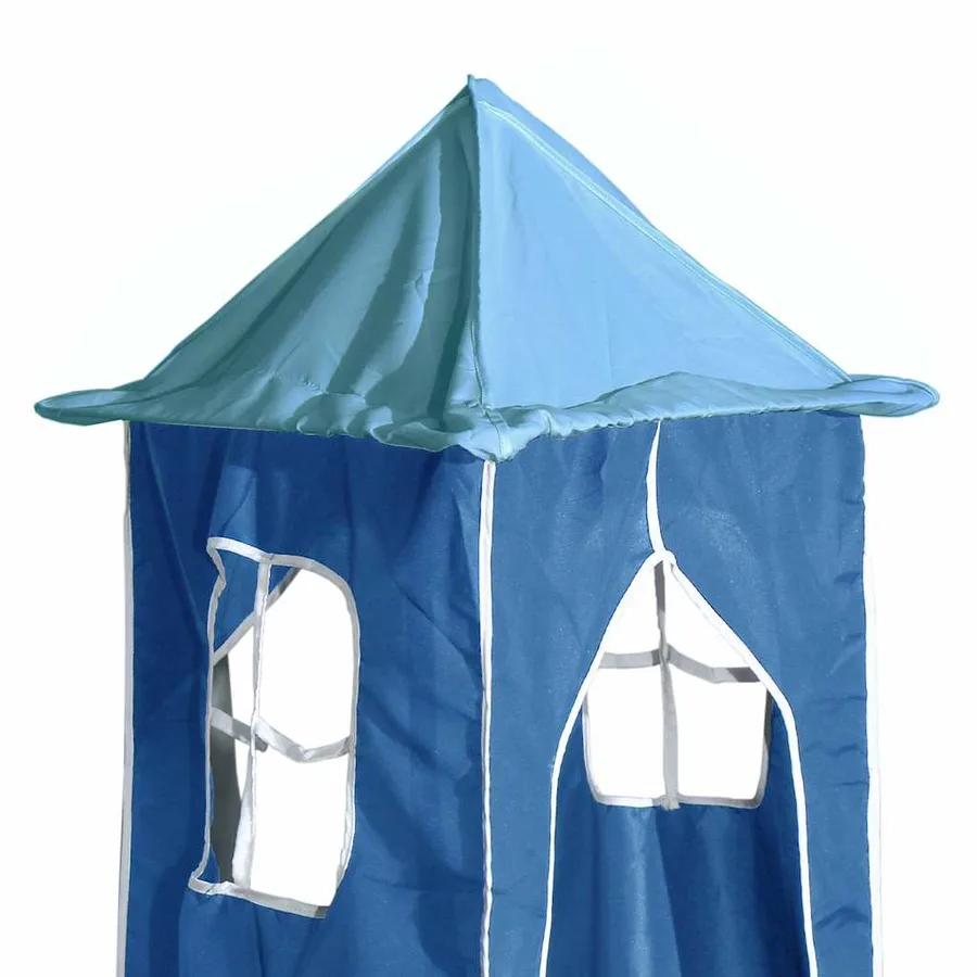 Lit superposé sans matelas avec toboggan et rideaux 90x200 cm - 14