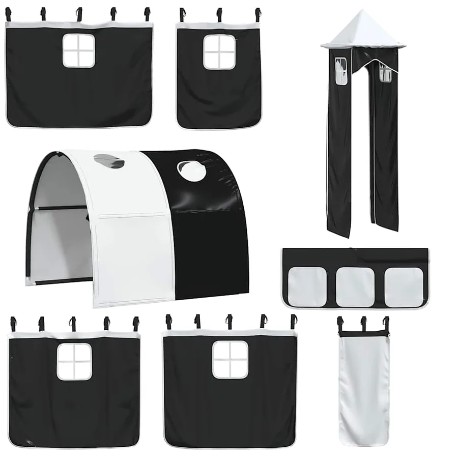 Lit superposé sans matelas avec toboggan blanc noir 80x200 cm - 6