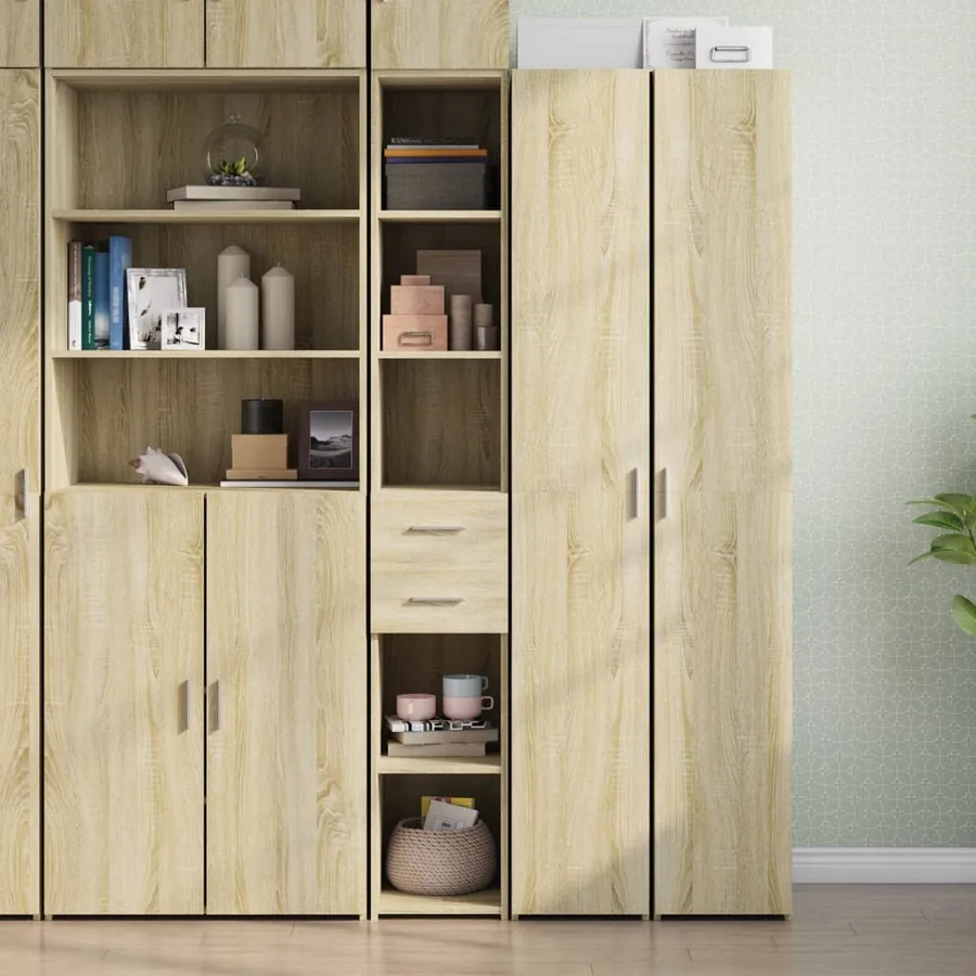 Buffet haut chêne sonoma 30x42,5x185 cm bois d'ingénierie