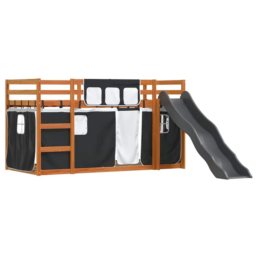 Lit superposé sans matelas avec toboggan blanc noir 80x200 cm - 3