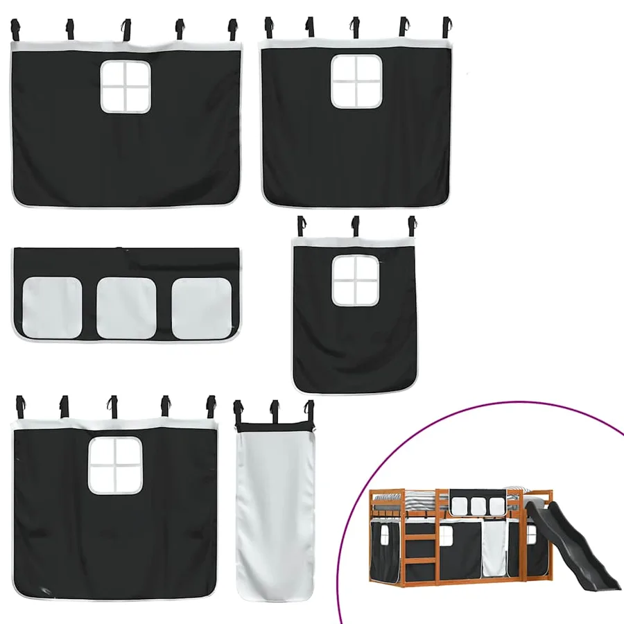 Lit superposé sans matelas avec toboggan blanc noir 80x200 cm - 5