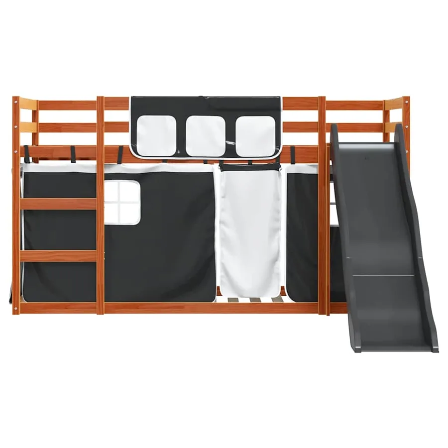 Lit superposé sans matelas avec toboggan blanc noir 80x200 cm - 7