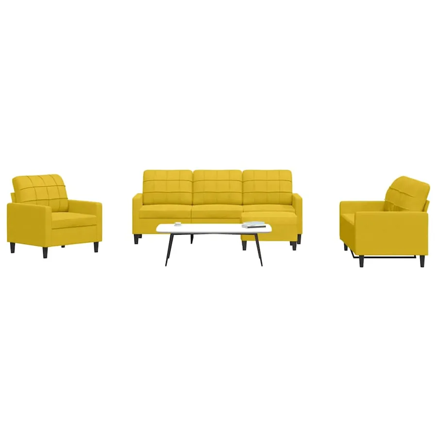 Ensemble de canapés 4 pcs avec coussins Jaune Velours