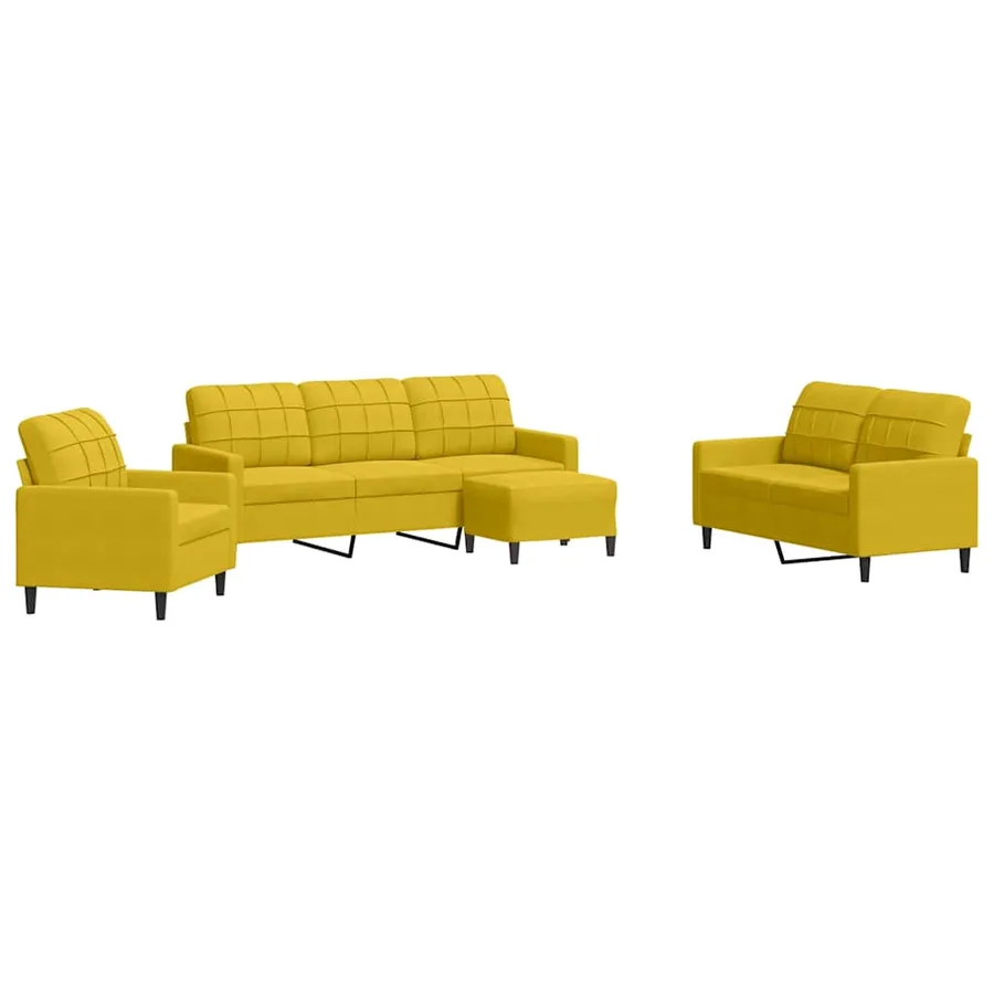 Ensemble de canapés 4 pcs avec coussins Jaune Velours - 2