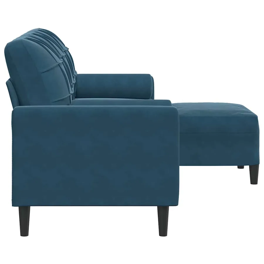 Canapé à 3 places avec repose-pieds Bleu 180 cm Velours - 4