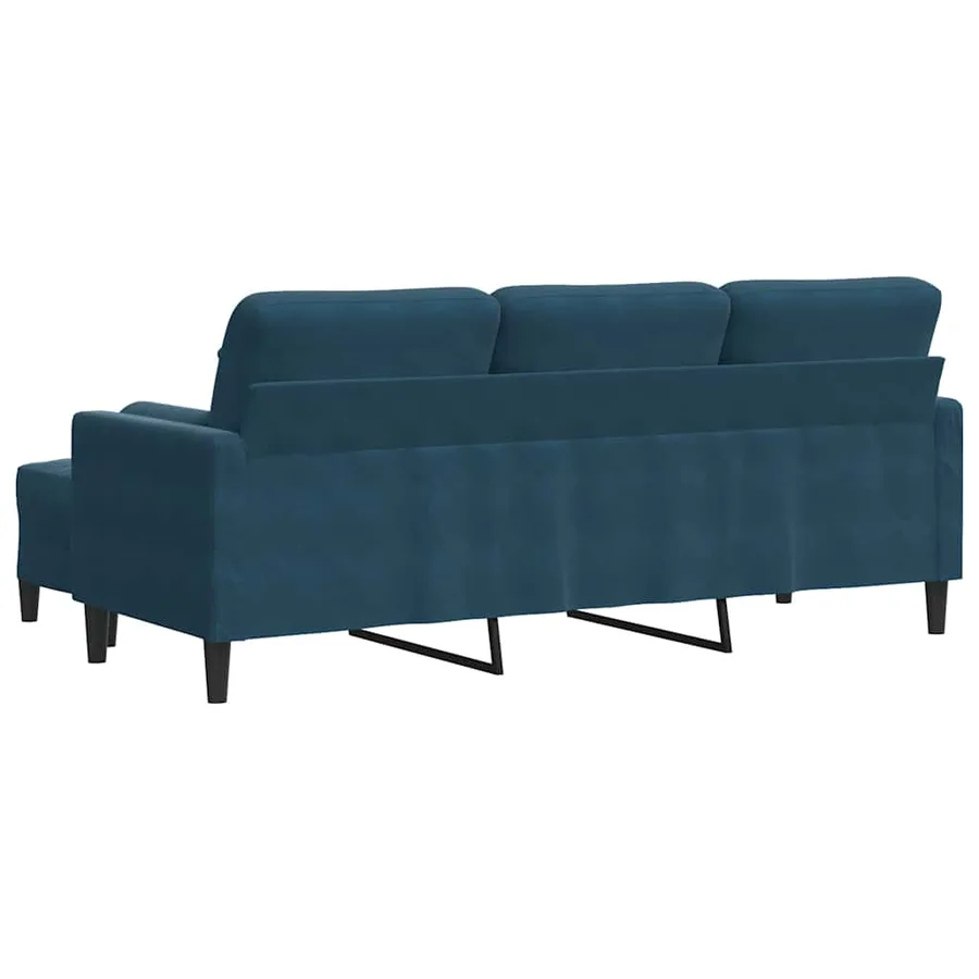 Canapé à 3 places avec repose-pieds Bleu 180 cm Velours - 5