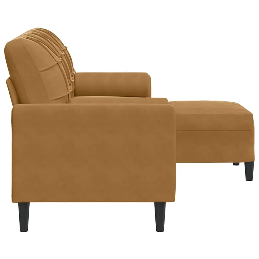 Canapé à 3 places avec repose-pieds Marron 180 cm Velours - 4