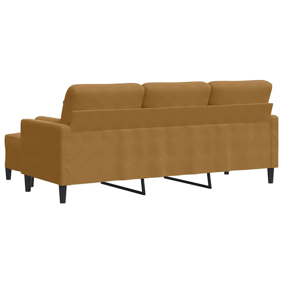 Canapé à 3 places avec repose-pieds Marron 180 cm Velours - 5