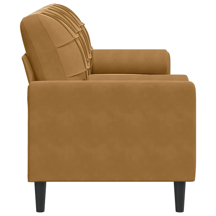 Canapé 3 places avec oreillers décoratifs marron 180 cm velours - 4
