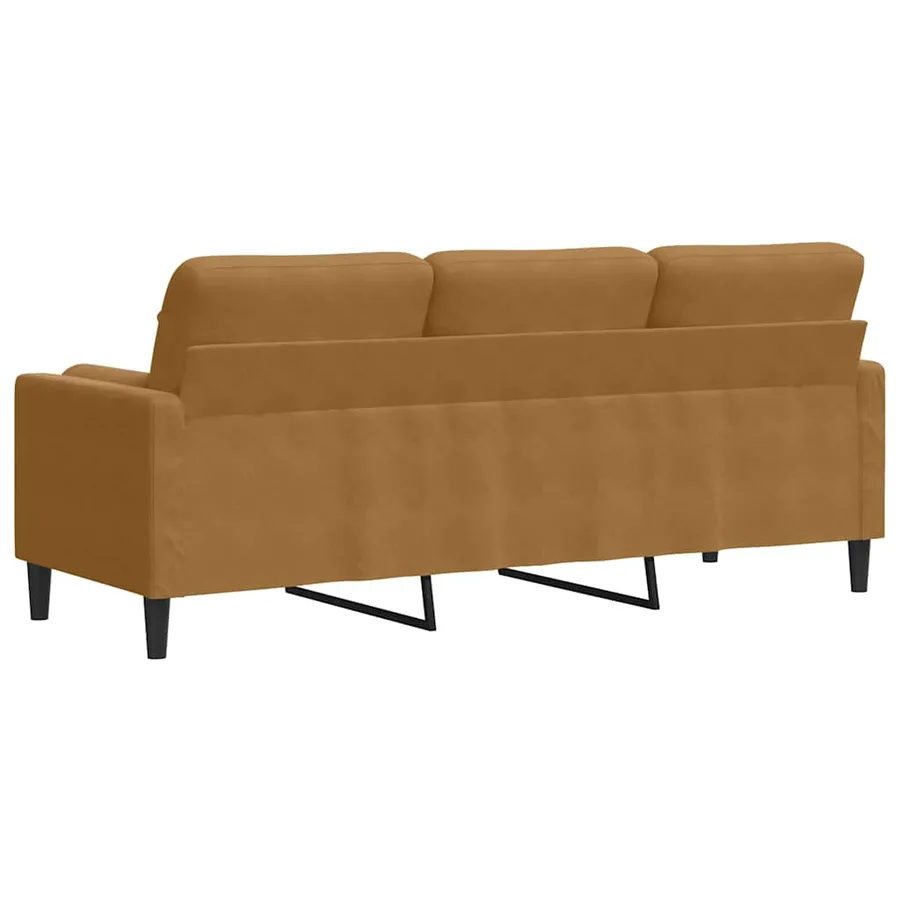 Canapé 3 places avec oreillers décoratifs marron 180 cm velours - 5