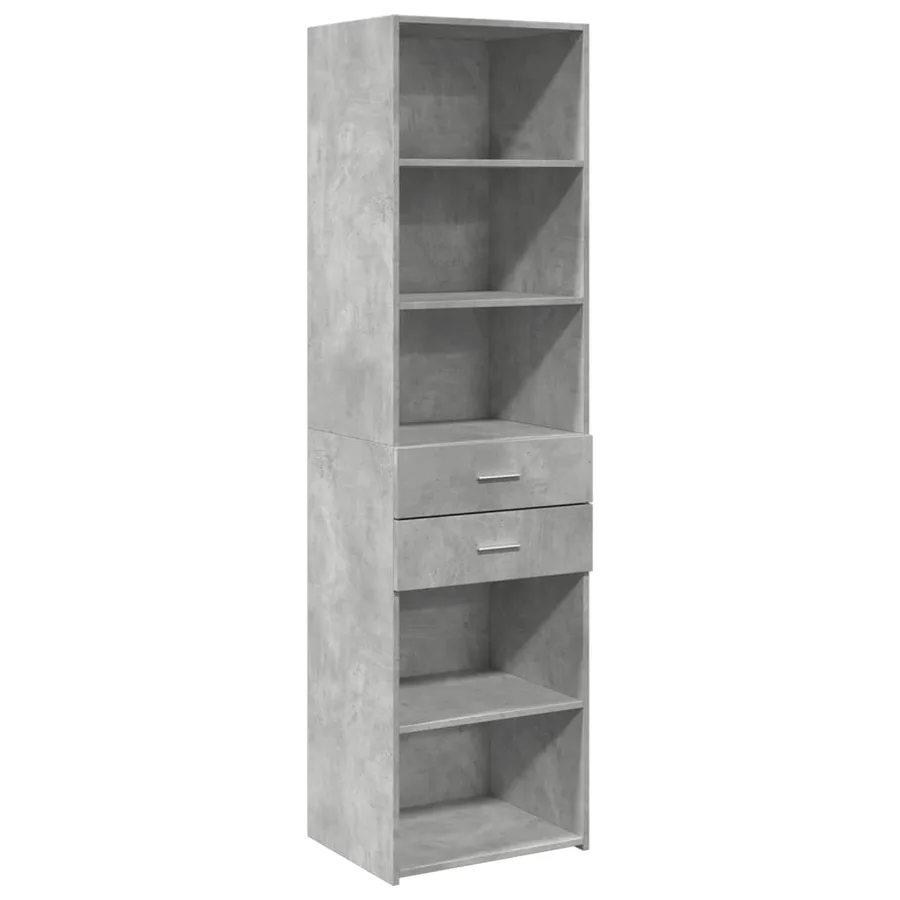 Buffet haut gris béton 50x42,5x185 cm bois d'ingénierie - 2