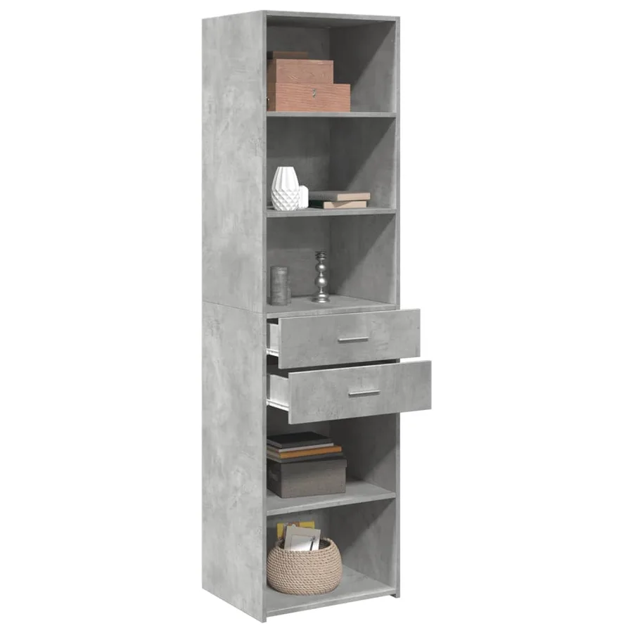Buffet haut gris béton 50x42,5x185 cm bois d'ingénierie - 3