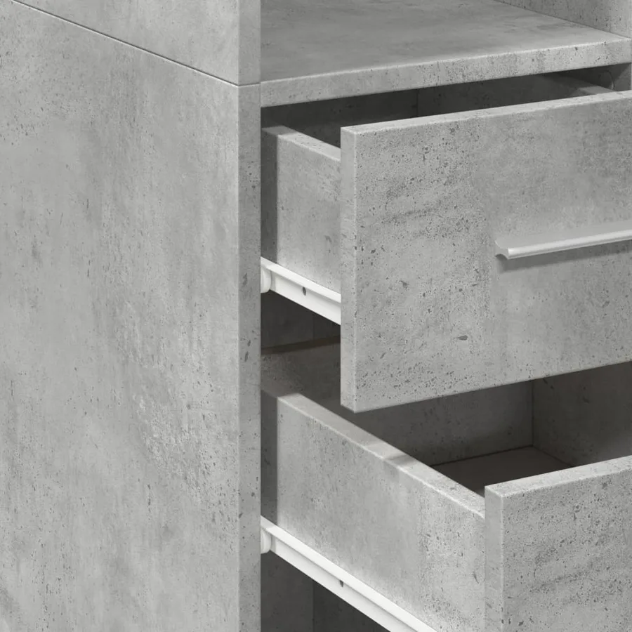 Buffet haut gris béton 50x42,5x185 cm bois d'ingénierie - 7