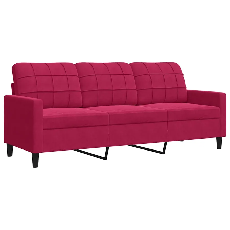 Canapé à 3 places Rouge bordeaux 180 cm Velours - 2