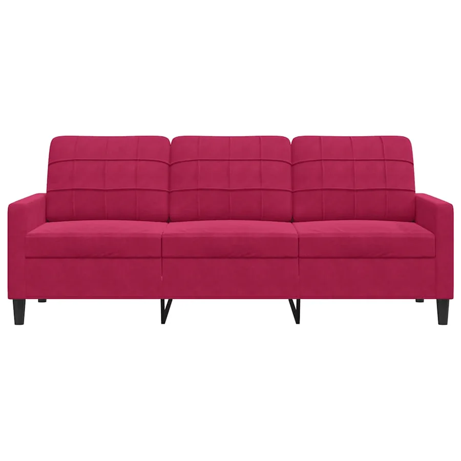 Canapé à 3 places Rouge bordeaux 180 cm Velours - 4