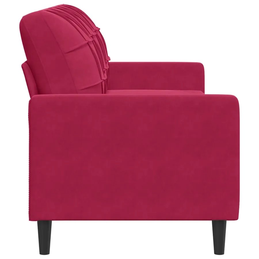 Canapé à 3 places Rouge bordeaux 180 cm Velours - 5