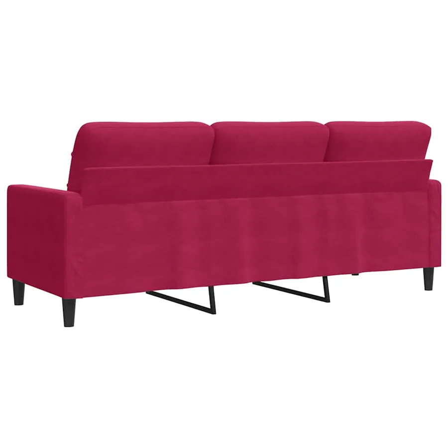 Canapé à 3 places Rouge bordeaux 180 cm Velours - 6