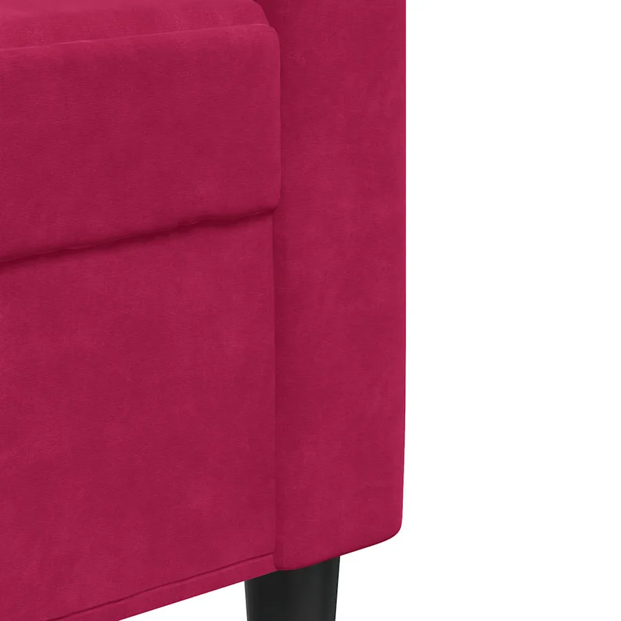Canapé à 3 places Rouge bordeaux 180 cm Velours - 7