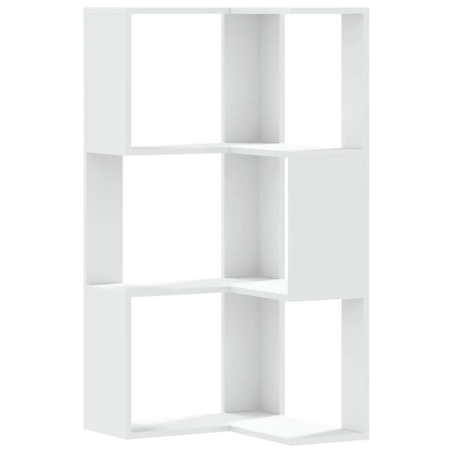Bibliothèque d'angle à 3 niveaux blanc bois d'ingénierie - 2