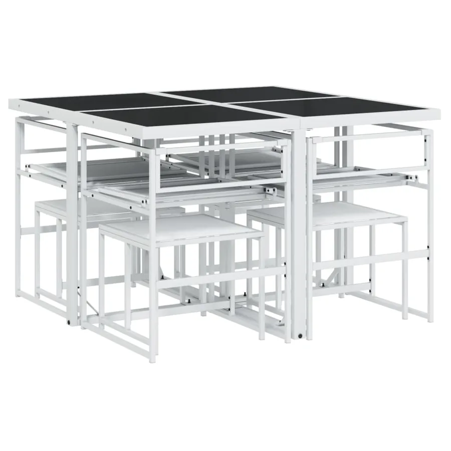 Ensemble à manger de jardin avec coussins 9 pcs blanc textilène - 6