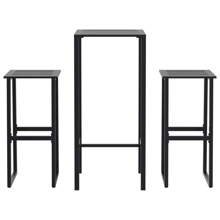 Ensemble de bar de jardin 3 pcs noir acier enduit de poudre - 2