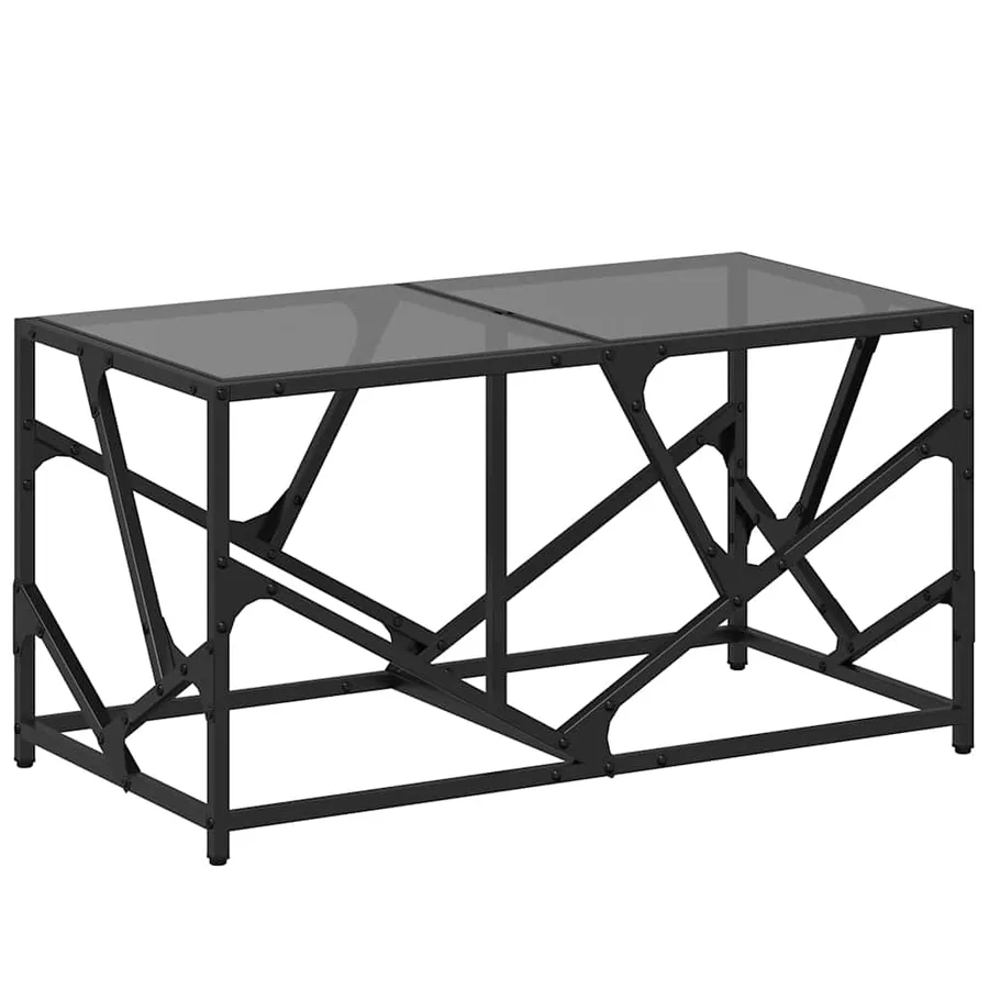 Table basse avec dessus en verre noir 78,5x40x41 cm acier - 2