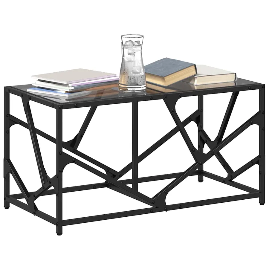 Table basse avec dessus en verre noir 78,5x40x41 cm acier - 3