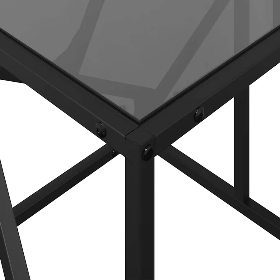 Table basse avec dessus en verre noir 78,5x40x41 cm acier - 8