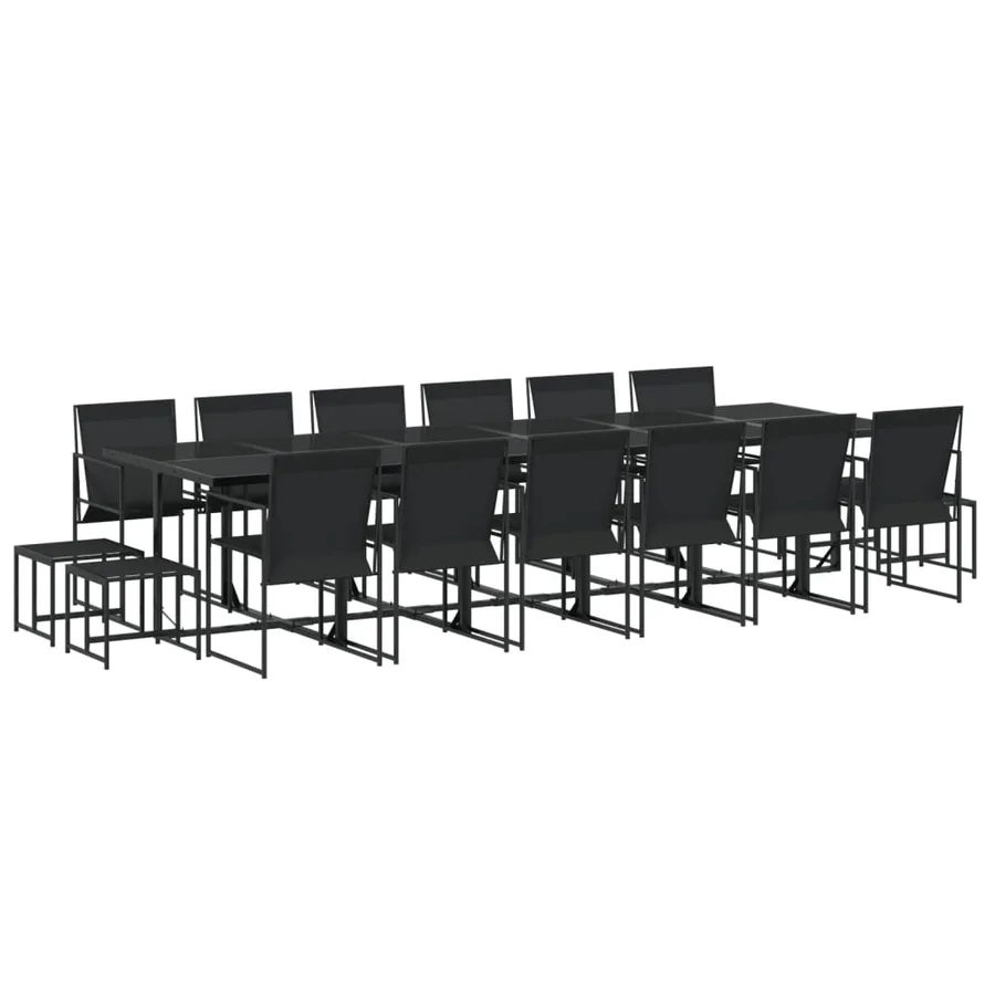 Ensemble à manger de jardin 17 pcs noir textilène - 2