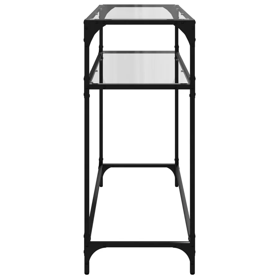 Table console avec dessus en verre transparent 98x35x81cm acier - 5