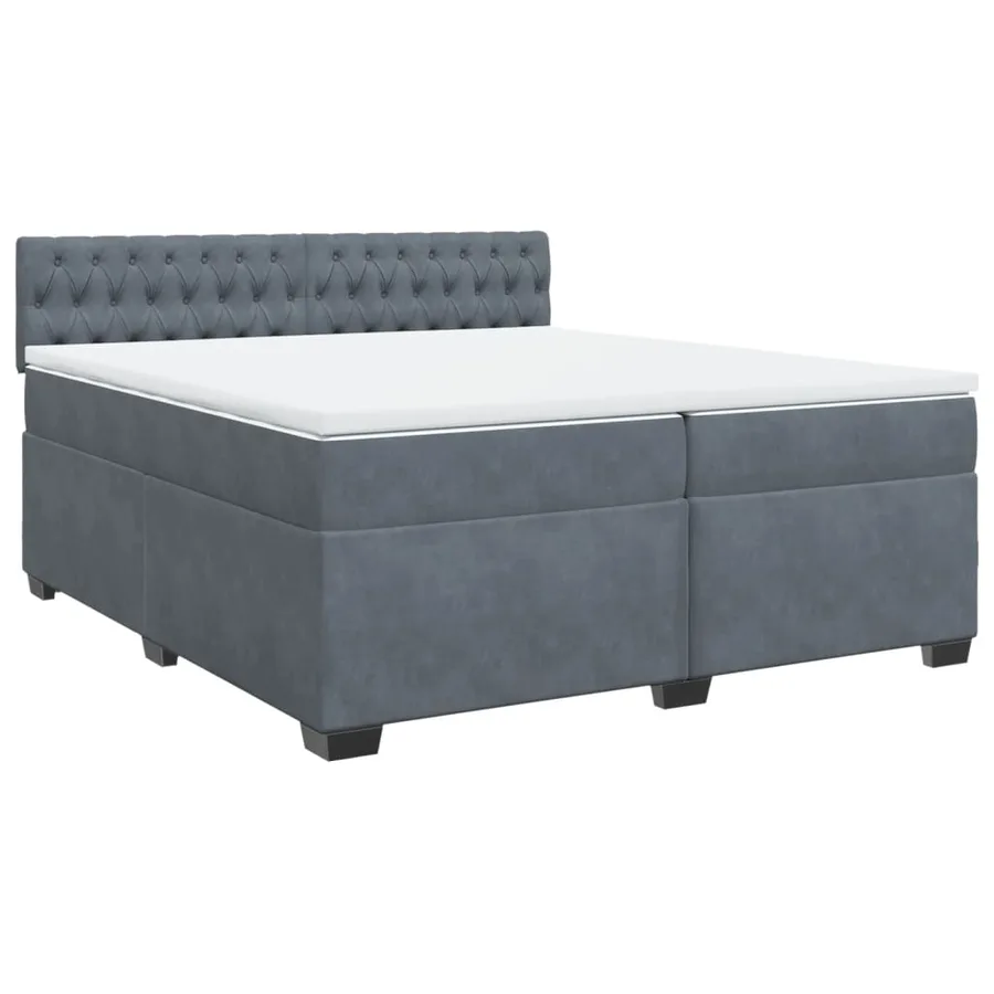 Sommier à lattes de lit et matelas Gris foncé 200x200cm Velours - 3