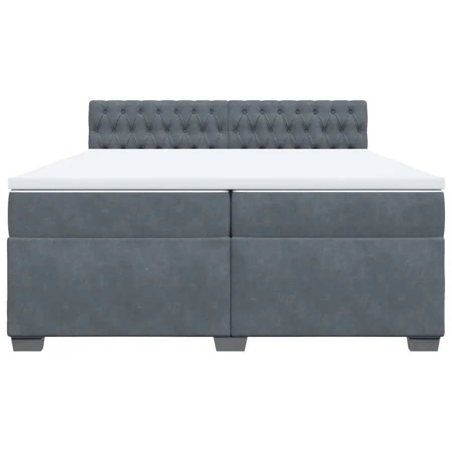 Sommier à lattes de lit et matelas Gris foncé 200x200cm Velours - 6