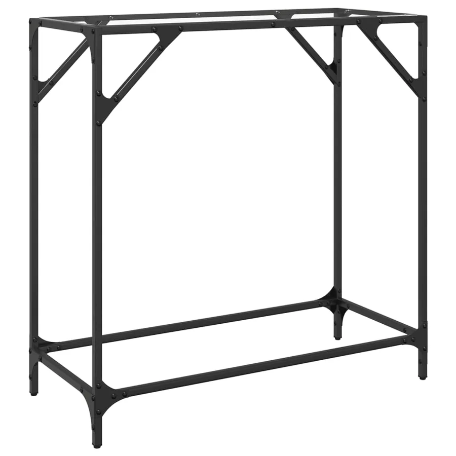 Table console avec dessus en verre transparent 80x35x81cm acier - 6