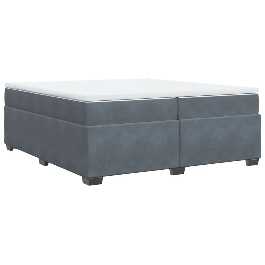 Sommier à lattes de lit et matelas Gris foncé 200x200cm Velours - 2