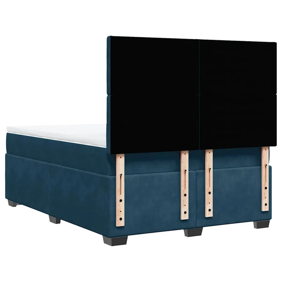 Sommier à lattes de lit et matelas bleu 140x190 cm velours - 12