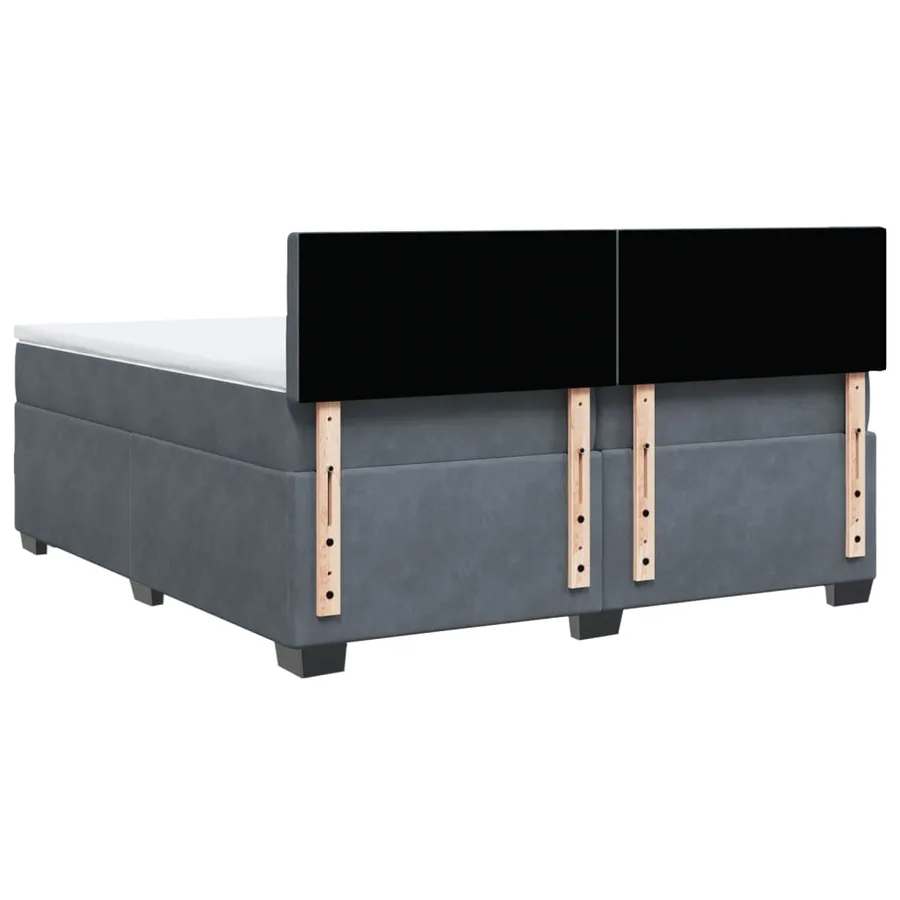 Sommier à lattes de lit et matelas Gris foncé 200x200cm Velours - 10
