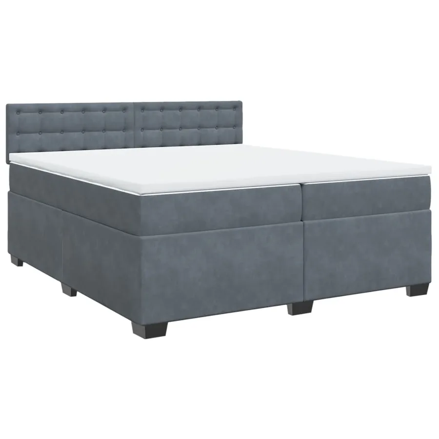 Sommier à lattes de lit et matelas Gris foncé 200x200cm Velours - 2