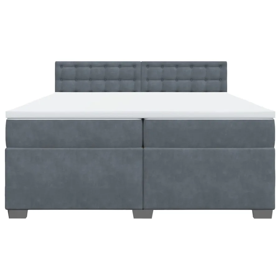 Sommier à lattes de lit et matelas Gris foncé 200x200cm Velours - 4