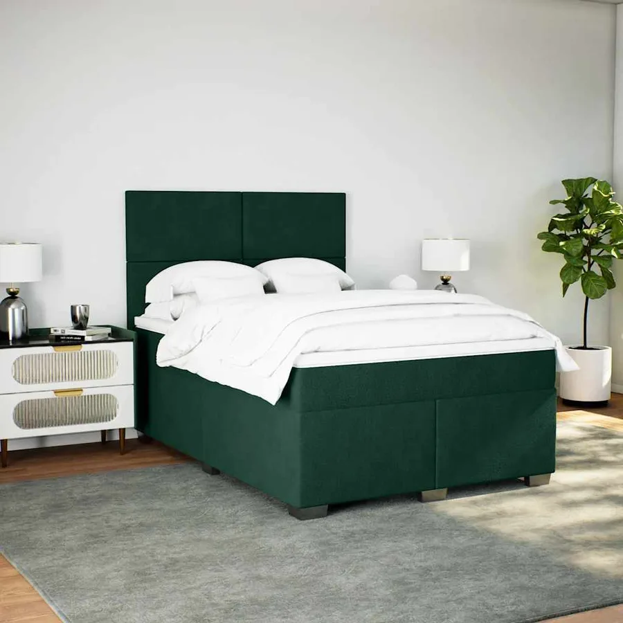Sommier à lattes de lit et matelas Vert foncé 140x190cm Velours - 4