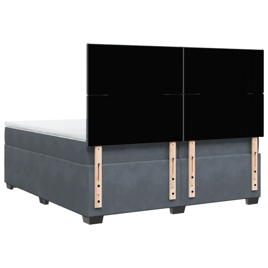 Sommier à lattes de lit et matelas Gris foncé 200x200cm Velours - 12