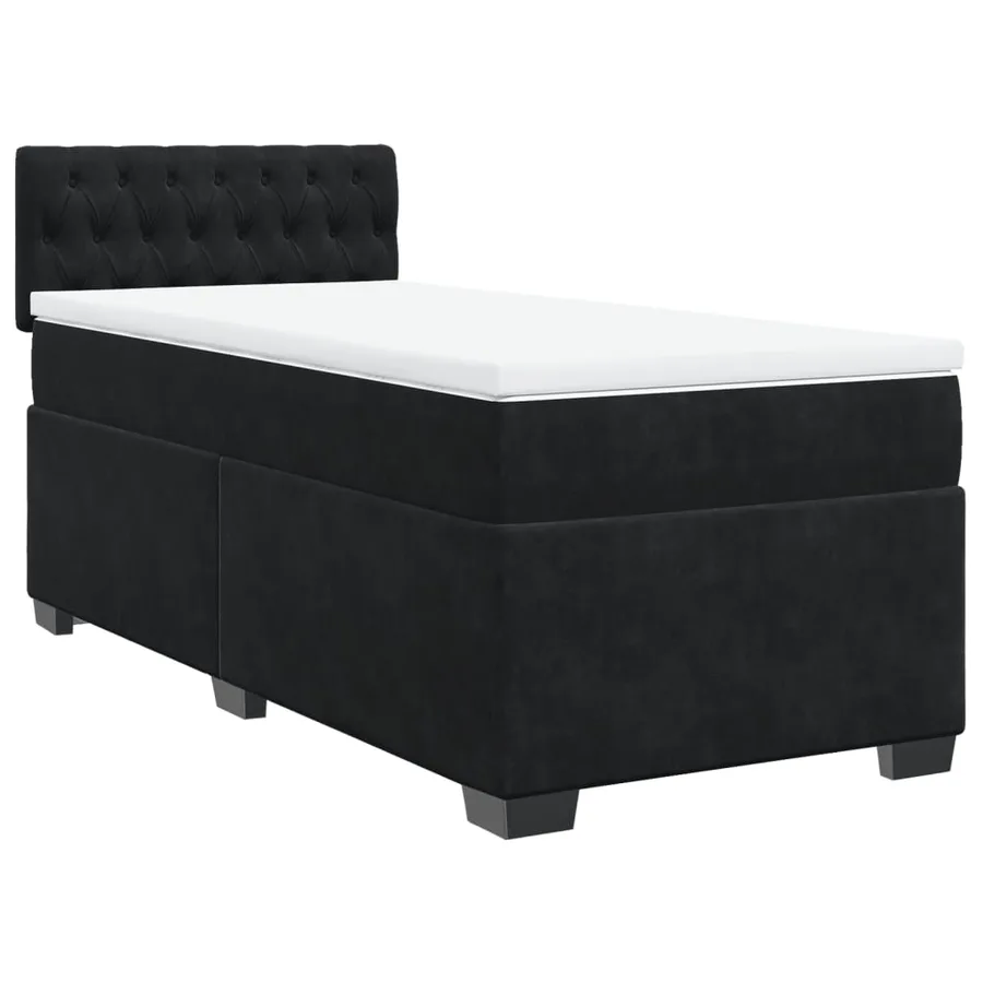 Sommier à lattes de lit avec matelas Noir 100x200 cm Velours - 2