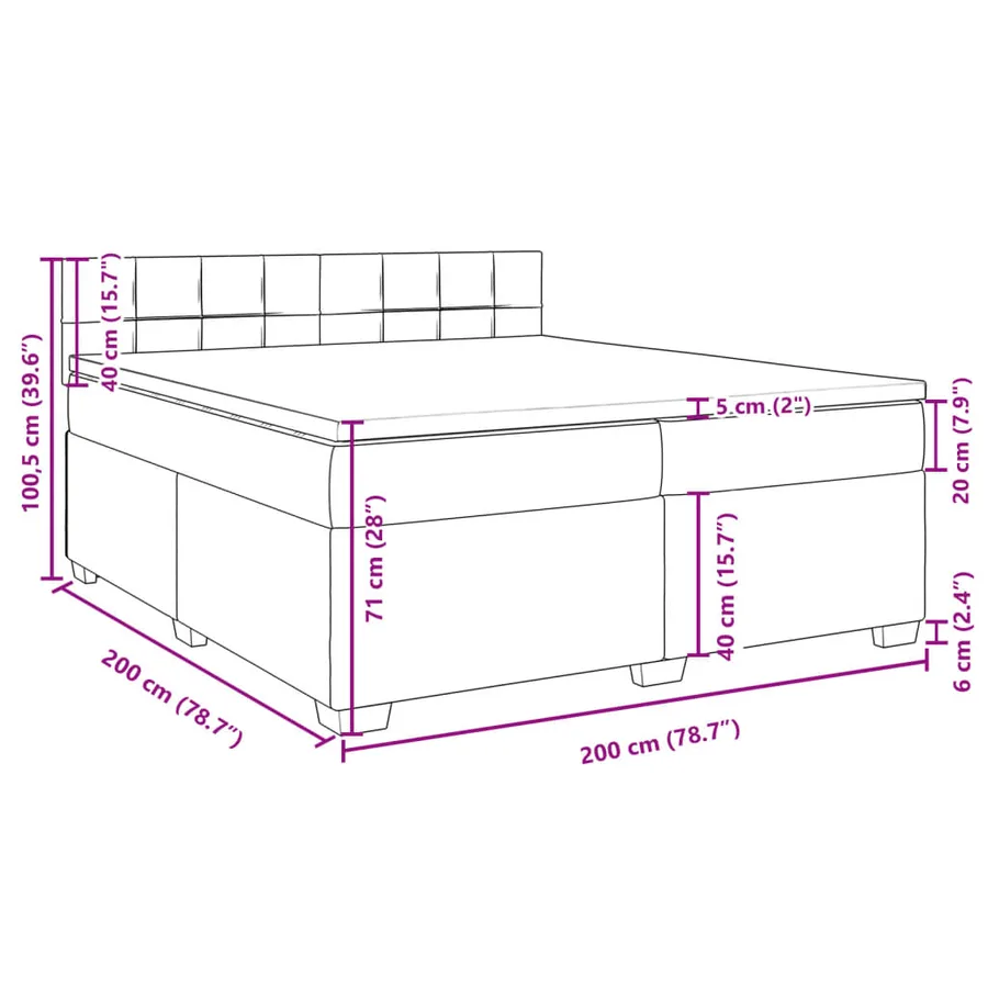 Sommier à lattes de lit et matelas Gris clair 200x200cm Velours - 18