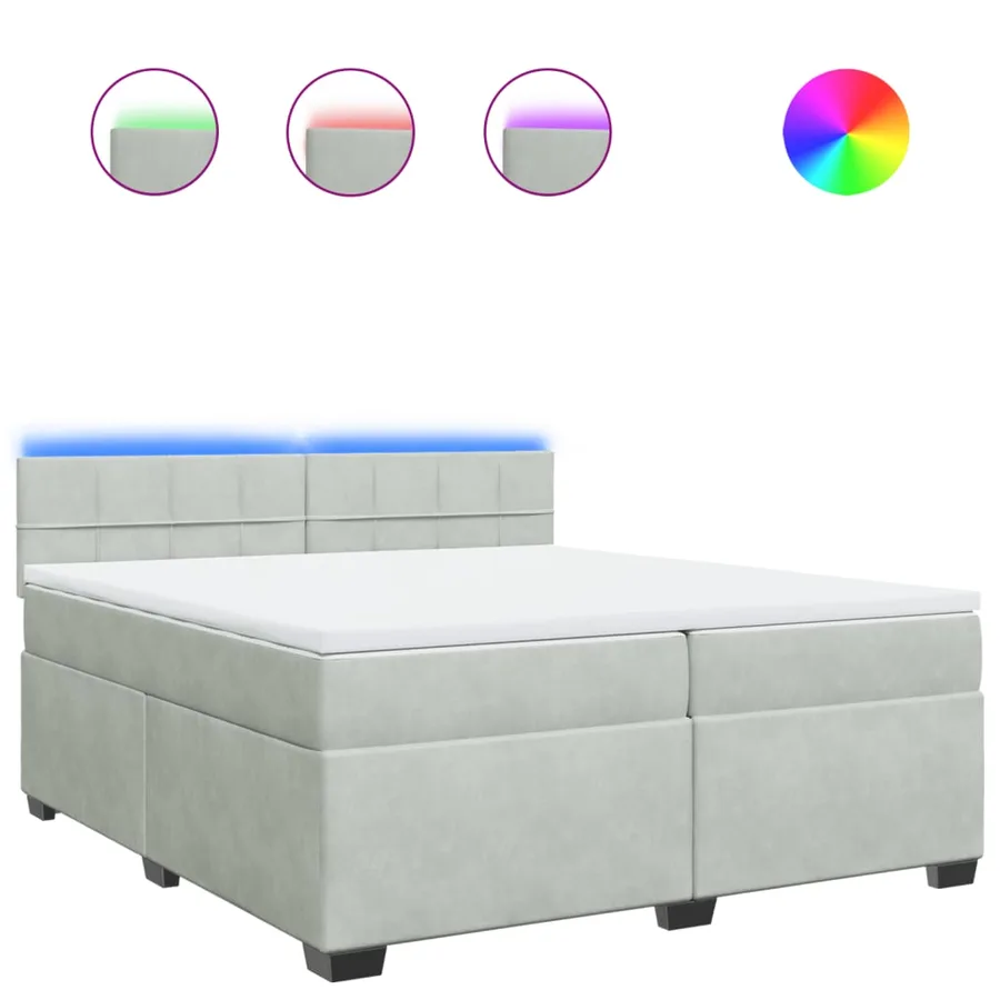 Sommier à lattes de lit et matelas Gris clair 200x200cm Velours - 2