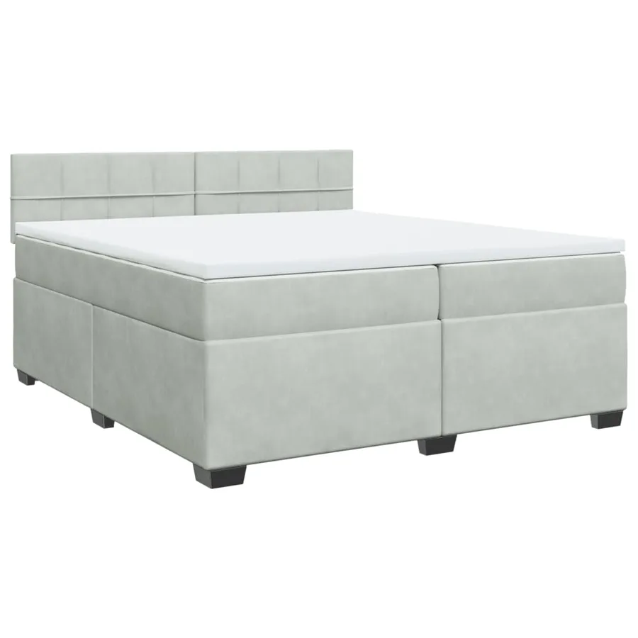 Sommier à lattes de lit et matelas Gris clair 200x200cm Velours - 3