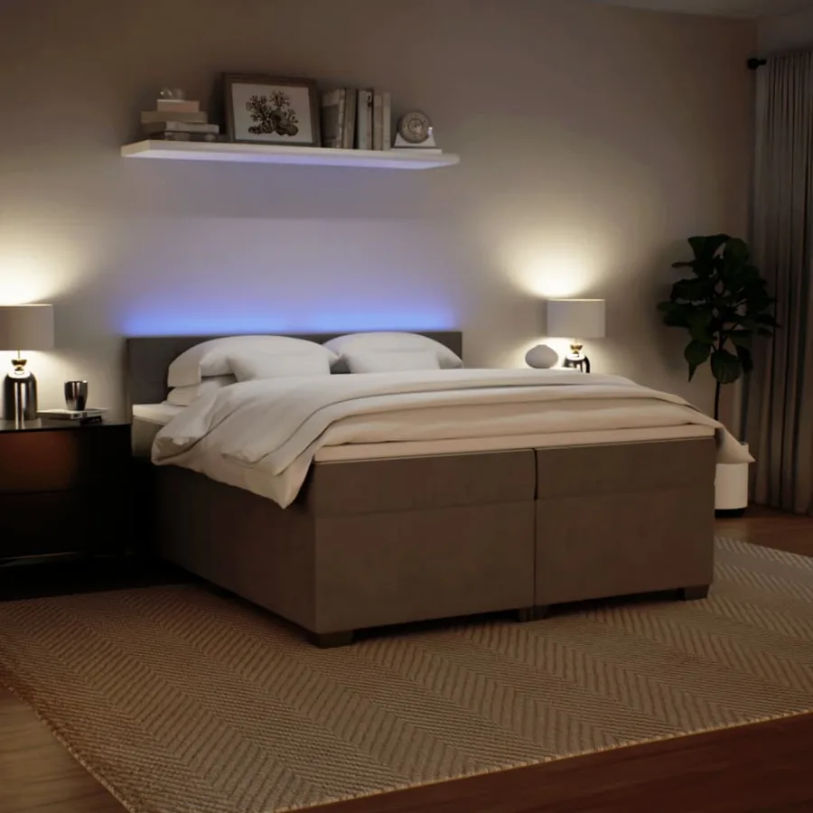 Sommier à lattes de lit et matelas Gris clair 200x200cm Velours - 4