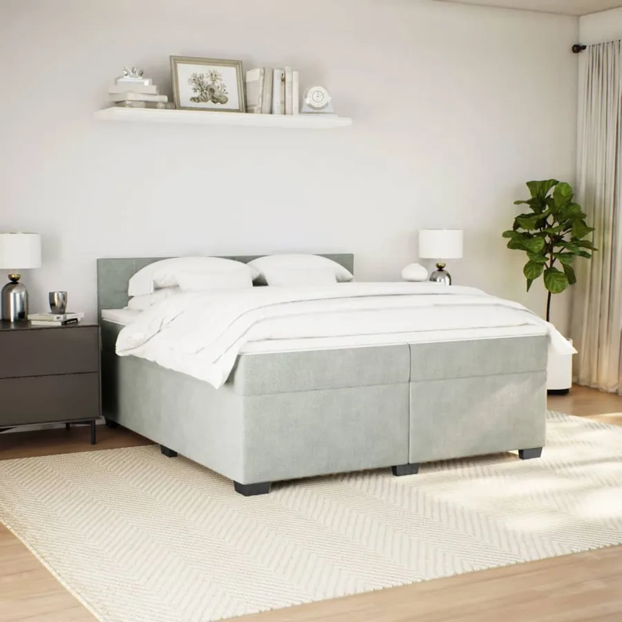 Sommier à lattes de lit et matelas Gris clair 200x200cm Velours - 5